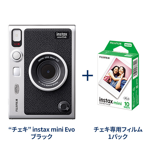 w-1 CLACK inc.チェキ予約 チェキ” instax mini Evo ブラック＋チェキ専用フィルム1パック